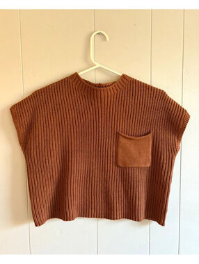 Womens Small Miou Muse Rust Knit Sleeveless Top